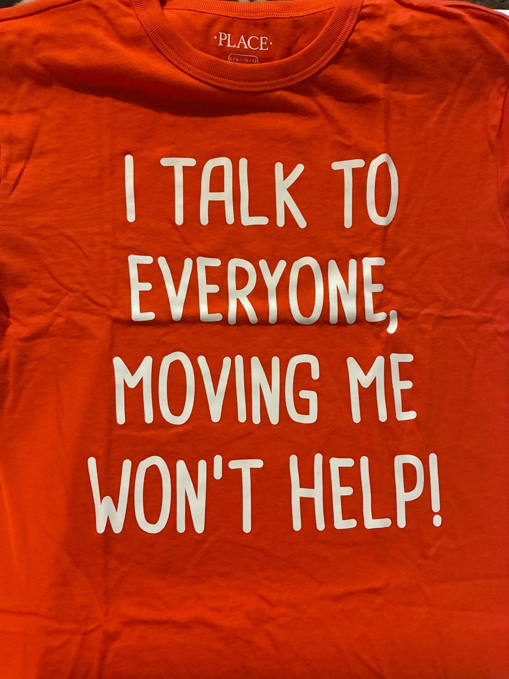 Place Bright Orange Tee with White Slogan